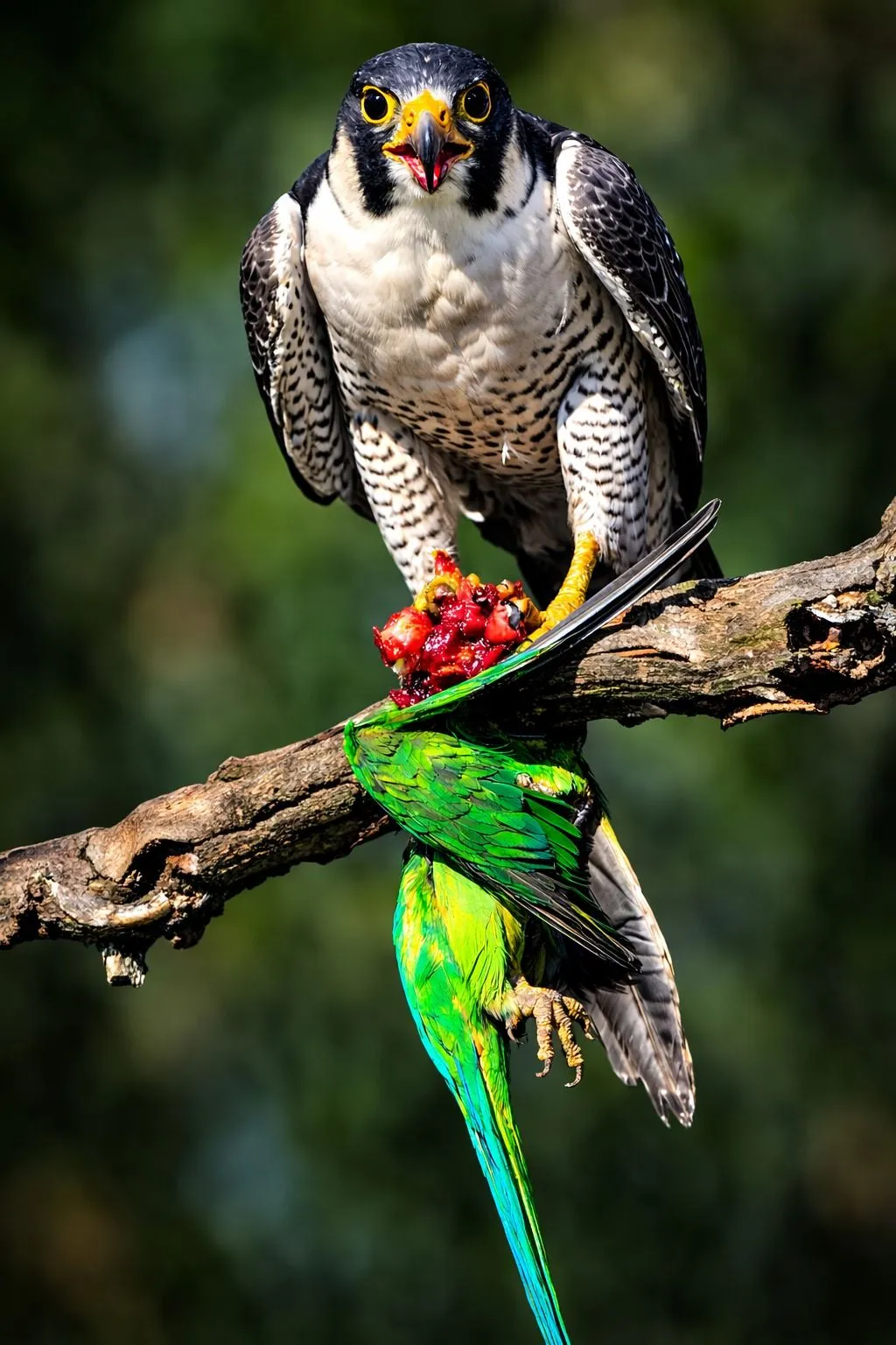 Peregrine falcon on a branch