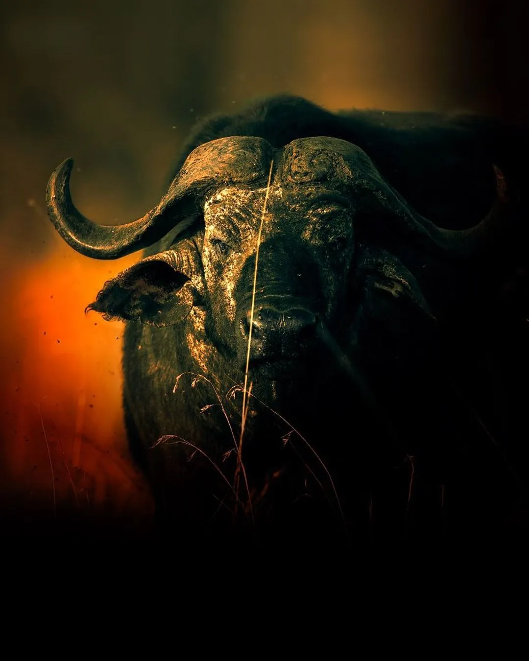 Cape buffalo in shadow